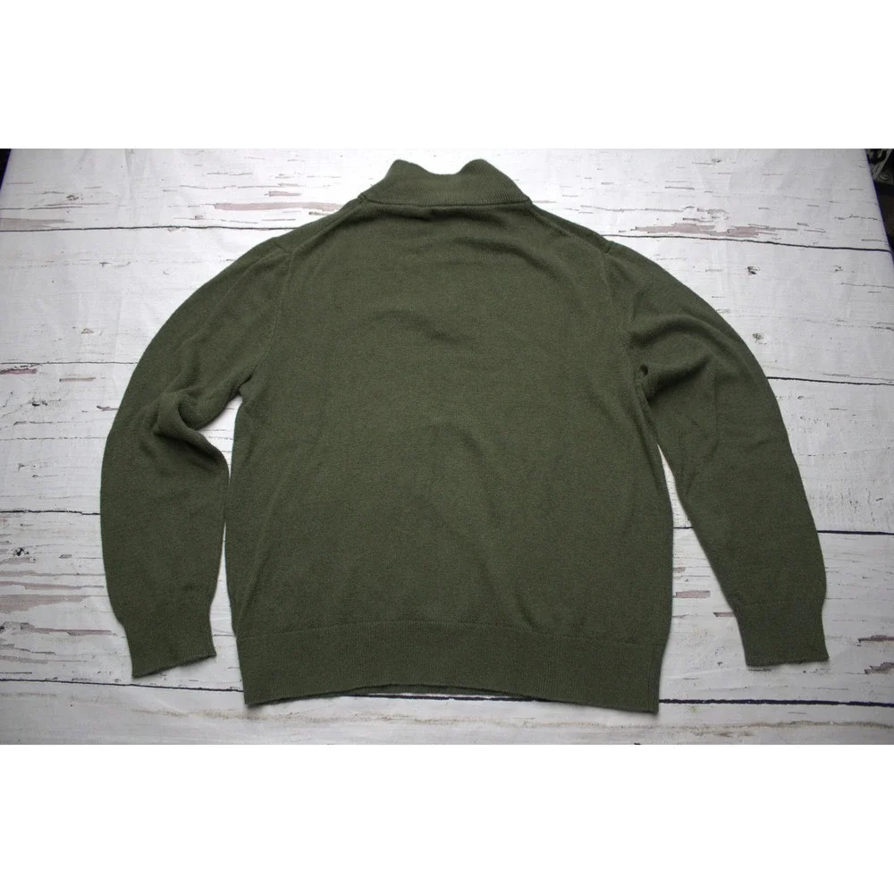 J.Crew Mens Olive Green 100% Cotton Quarter Zip Sweater Medium